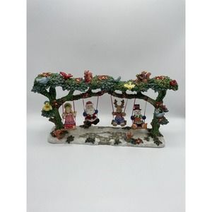 Vintage Jaimy Christmas Tree Swing Snowman Santa Clause Reindeer Bird 1996 Rare